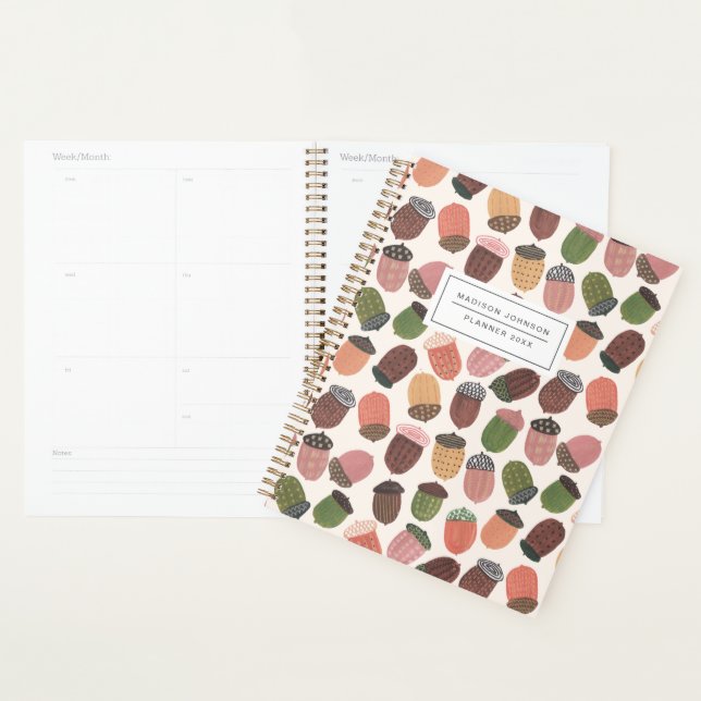 Cute Acorn Girl colourful pink Planner (Display)