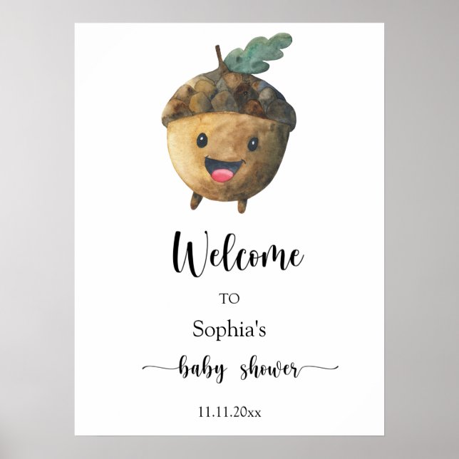 Cute acorn - Welcome baby shower Poster (Front)