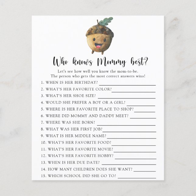 Cute acorn - Who knows mummy best (Front)