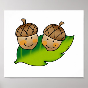 cute acorns poster