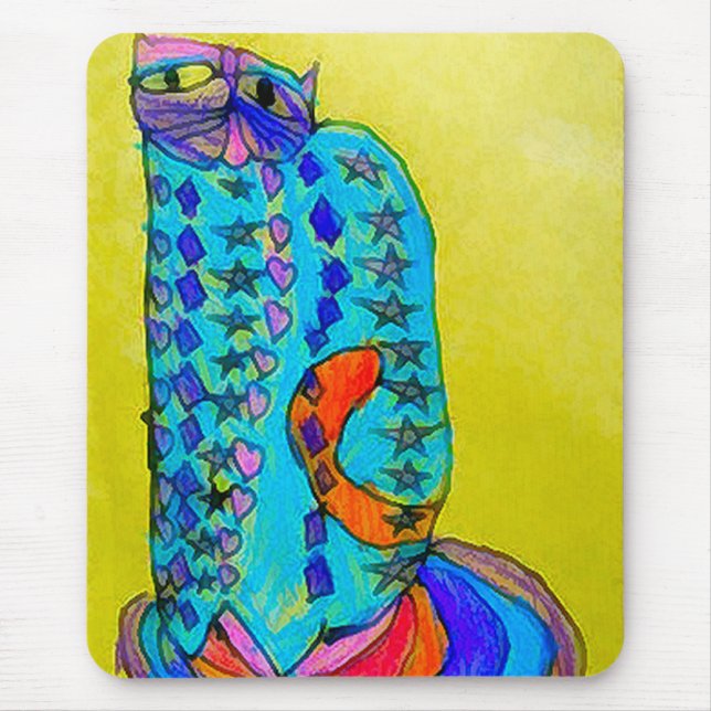 Cute Acrylic Cat Art Mouse Mat (Front)