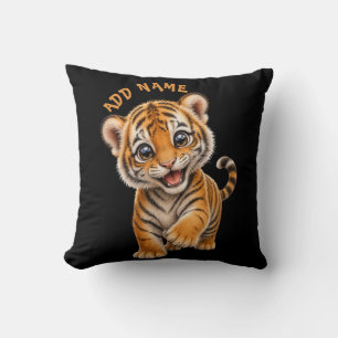Cute Active Baby Animal Collection Tiger Black Cushion