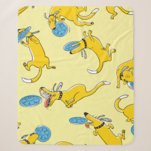 Cute activity dogs vintage seamless pattern. Doodl Sherpa Blanket