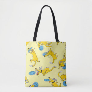 Cute activity dogs vintage seamless pattern. Doodl Tote Bag