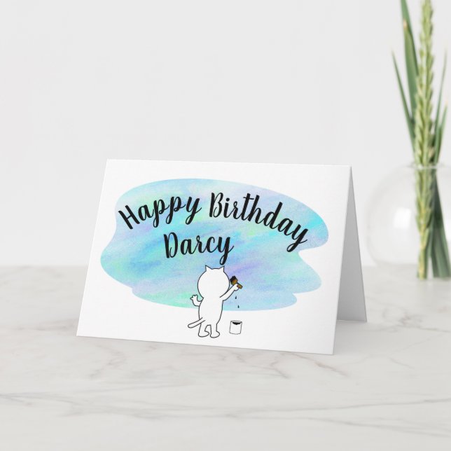 Cute Add a Name Happy Birthday Greeting Card (Front)