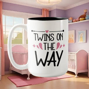 Cute add message Twins coming Two-Tone Coffee Mug