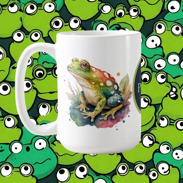 cute add monogram frog lovers  coffee mug (Creator Uploaded)