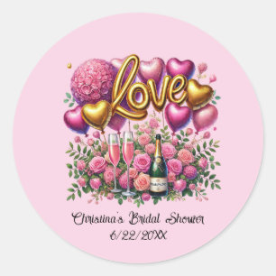 Cute add name date Bridal Shower Classic Round Sticker