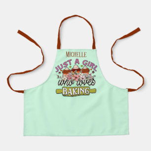 Cute add name just girl loves baking apron