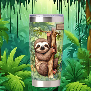 Cute add name sloth jungle lovers  insulated tumbler
