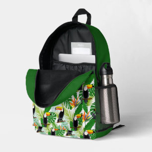 Cute add name tropical toucan  printed backpack
