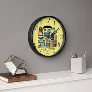 cute add text Mum's office sewing room Clock