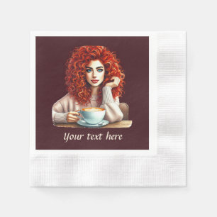 Cute add your text coffee lady  napkin