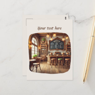 Cute add your text coffee shop postcard