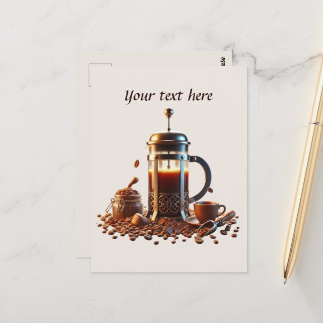 Cute add your text coffee shop  postcard (Front/Back In Situ)