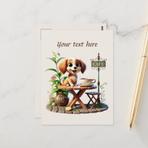 Cute add your text coffee shop postcard