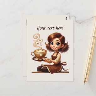 Cute add your text coffee shop postcard