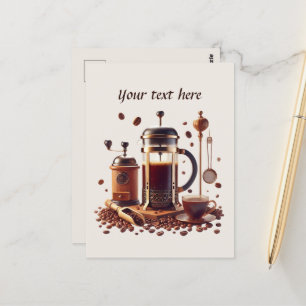 Cute add your text coffee shop  postcard