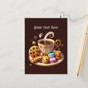 Cute add your text coffee shop  postcard