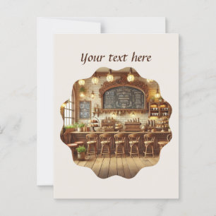 Cute add your text coffee shop postcard