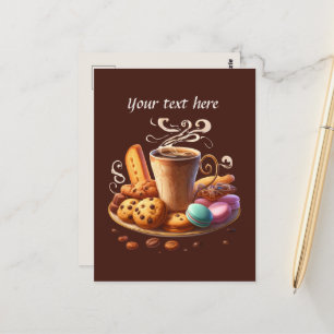 Cute add your text coffee shop postcard