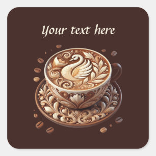 Cute add your text coffee shop  square sticker