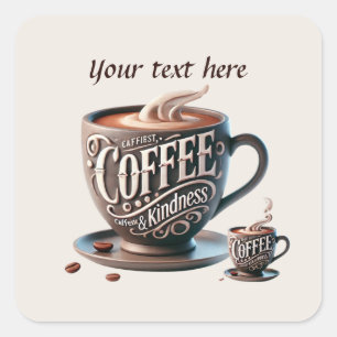 Cute add your text coffee shop  square sticker