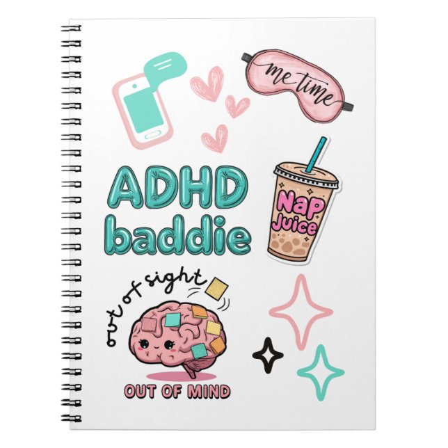 Cute ADHD Baddie Notebook  (Front)