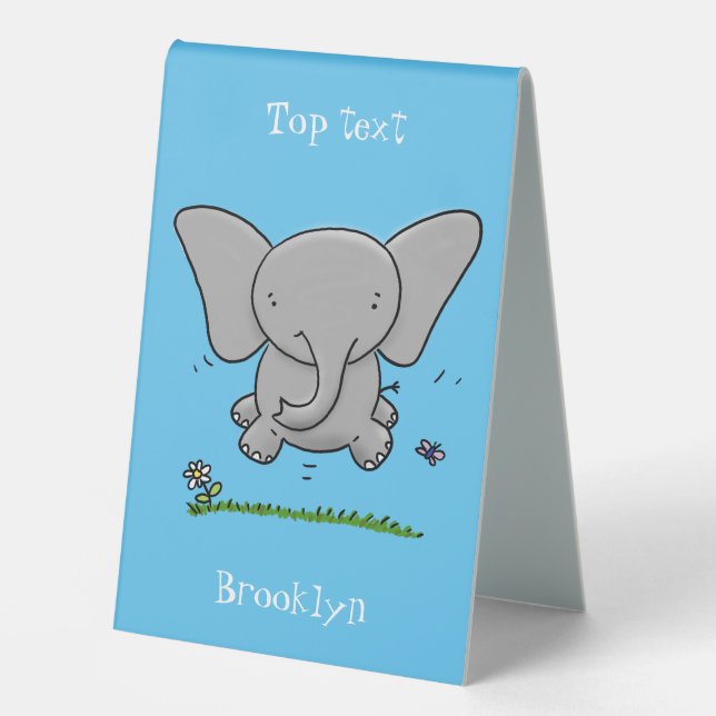 Cute adorable baby elephant cartoon illustration (Front)