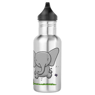 Cute adorable baby elephant cartoon illustration 532 ml water bottle