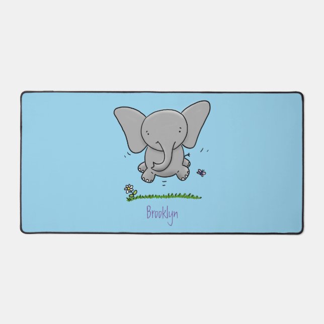 Cute adorable baby elephant cartoon illustration desk mat (Front)