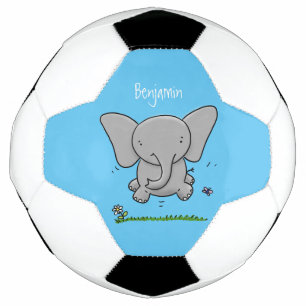 Cute adorable baby elephant cartoon illustration football