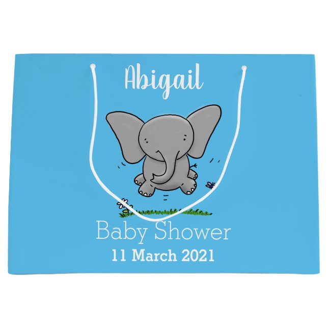 Cute adorable baby elephant cartoon illustration  large gift bag (Front)