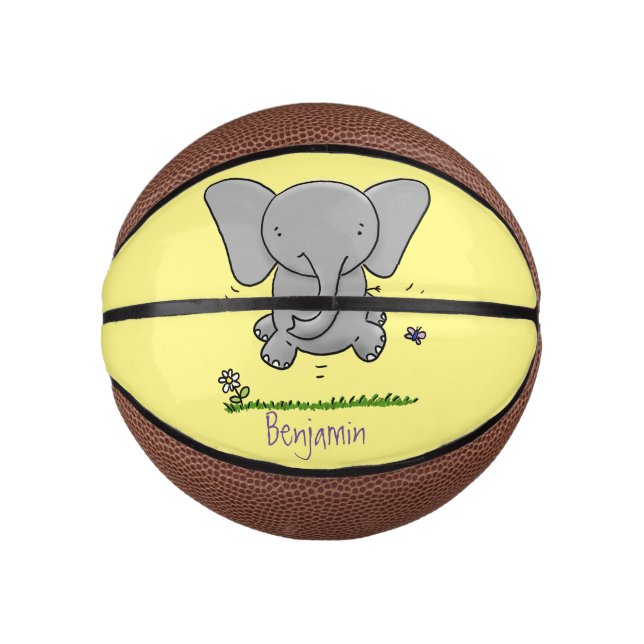 Cute adorable baby elephant cartoon illustration mini basketball (Front)