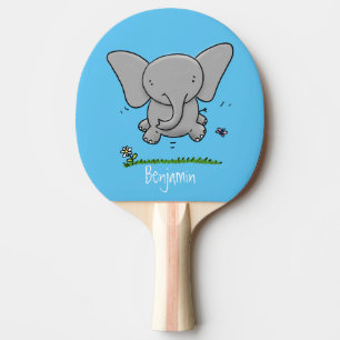 Cute adorable baby elephant cartoon illustration ping pong paddle