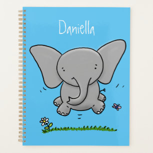 Cute adorable baby elephant cartoon illustration planner