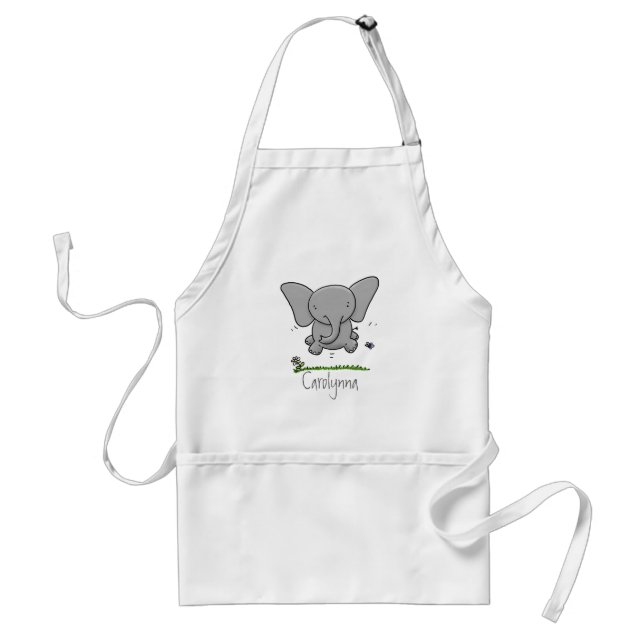 Cute adorable baby elephant cartoon illustration standard apron (Front)