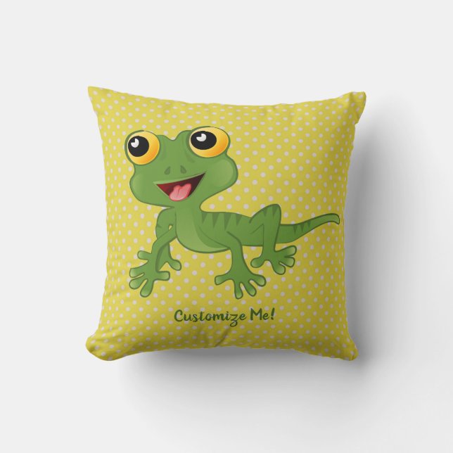 Cute & Adorable Baby Gecko Lizard Personalised Cushion (Front)