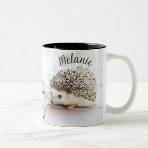 Cute adorable baby hedgehog personalised Two-Tone coffee mug