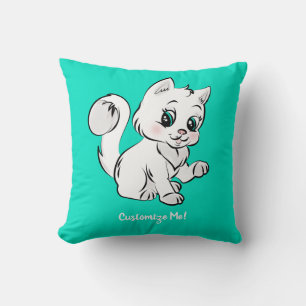 Cute & Adorable Baby Kitten White Personalised Cushion