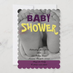 Cute Adorable Baby Shower Crib Nursery Footprints Invitation