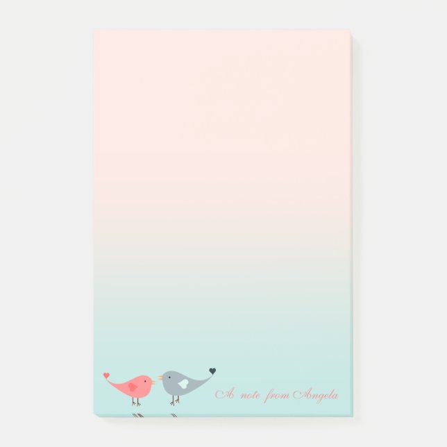 Cute  Adorable Birds In Love Post-it Notes (Front)