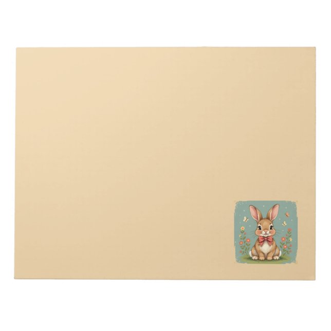 Cute adorable brown bunny with bow tie notepad (Front)