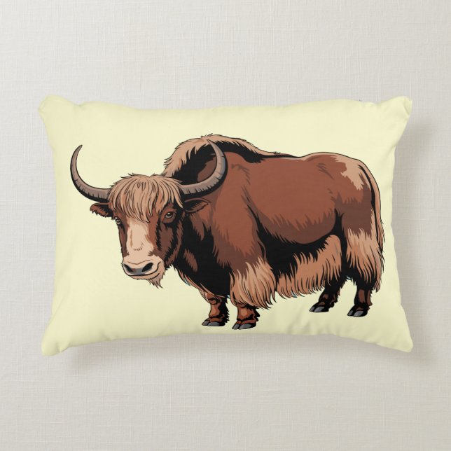 Cute & adorable brown Yak  Decorative Cushion (Front)