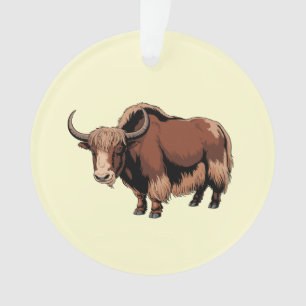 Cute & adorable brown Yak Ornament