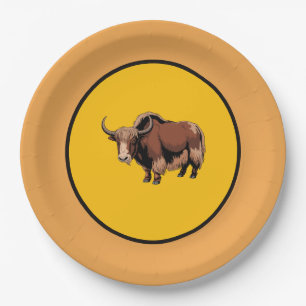 Cute & adorable brown Yak Paper Plate