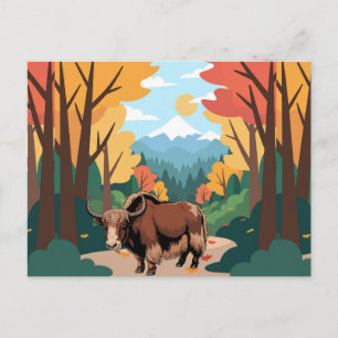 Cute & adorable brown Yak  Postcard