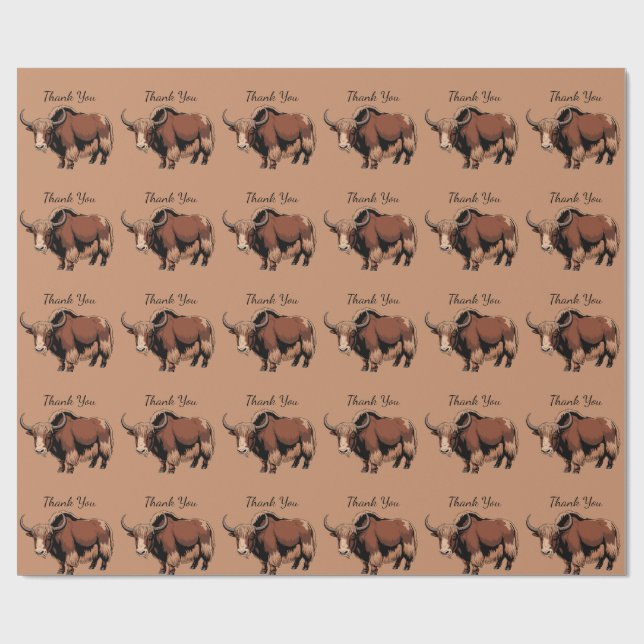 Cute & adorable brown Yak Wrapping Paper (Flat)