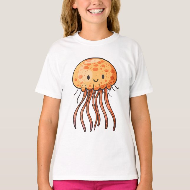 Cute Adorable Cartoon Jellyfish T-Shirt (Front)