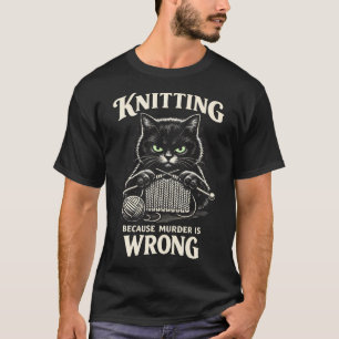 Cute Adorable Cat Knitting Funny Hobby Animal T-Shirt